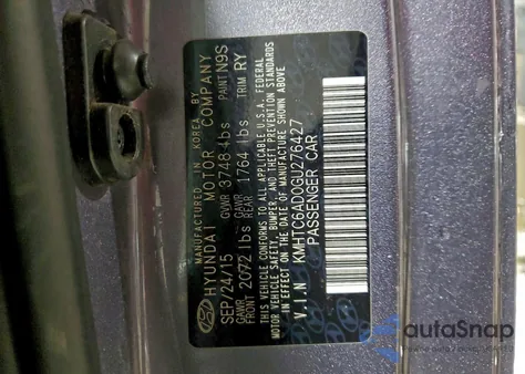 2016 Hyundai Veloster from USA, damaged, VIN KMHTC6AD0GU276427